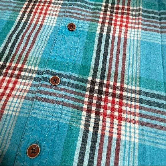 Kavu blue red plaid button down shirt youth large NWT - Picture 3 of 7